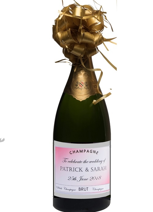 personalised champagne magnum pink label