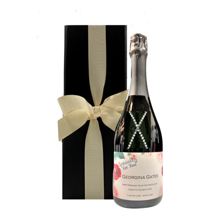 Oxford Gift Box with Personalised Champagne & Crystal Gem Decoration