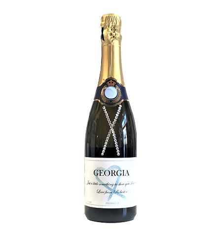 Decorated Champagne Bottle with Crystals in Giftbox